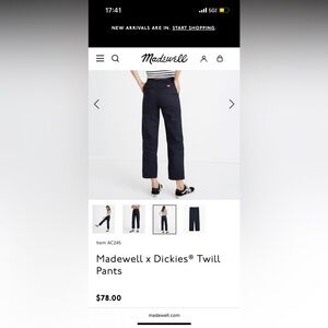 Madewell X dickies wide leg cargo pants
